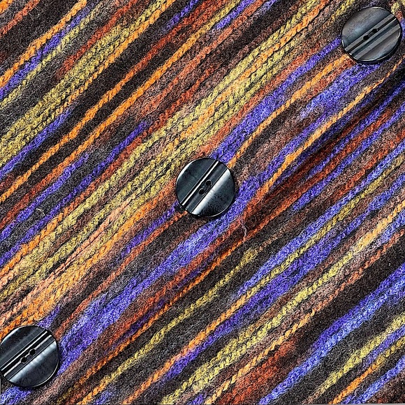 Habitat-Clothes To Live In, size large, retro boho jacket, rainbow yarn stripes - Picture 8 of 16